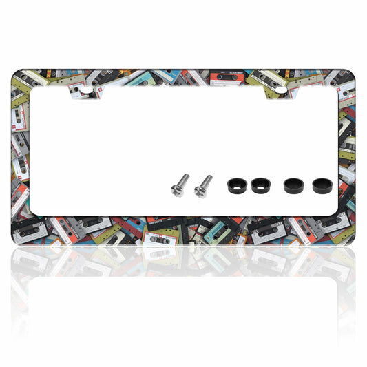 Cassette Music Tape License Plate Frame Stainless Steel 6.3x12.2 in