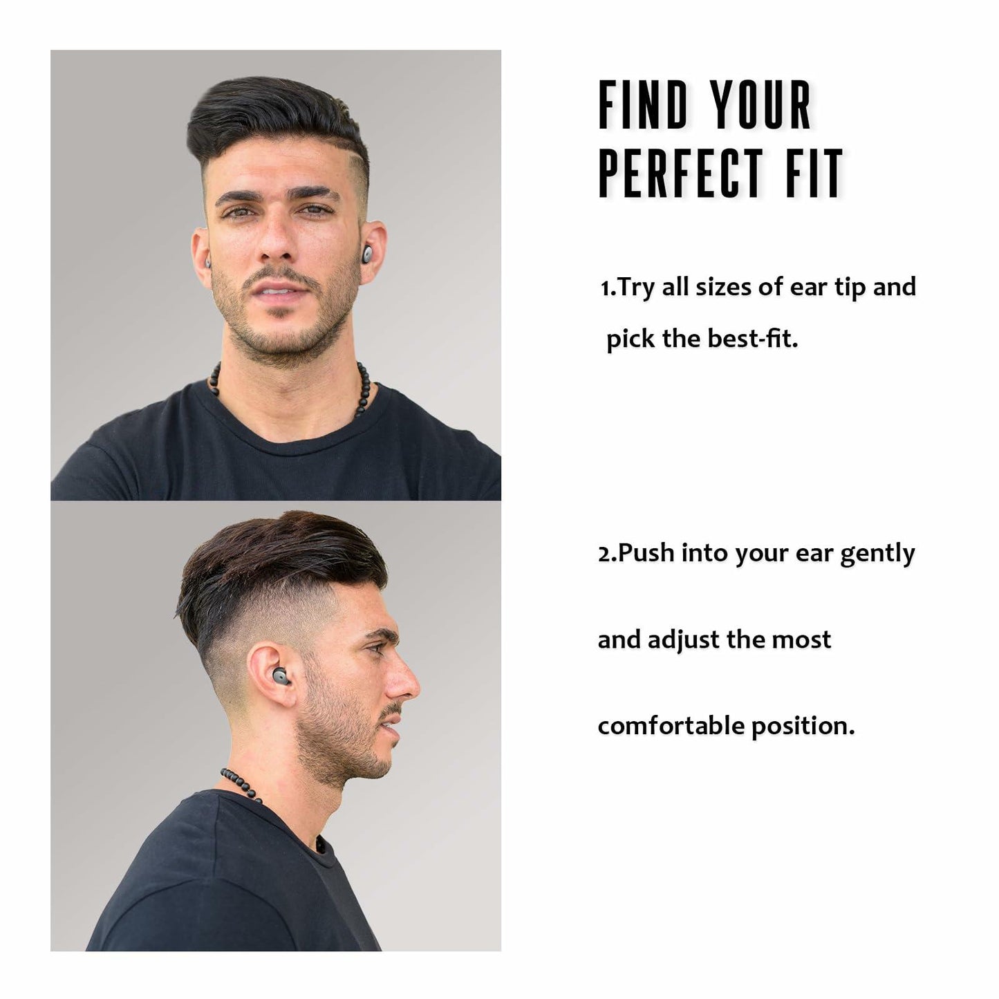 BNU Ear Plugs Noise Cancelling 25-35dB Reusable 2 Pairs S/M/L Black