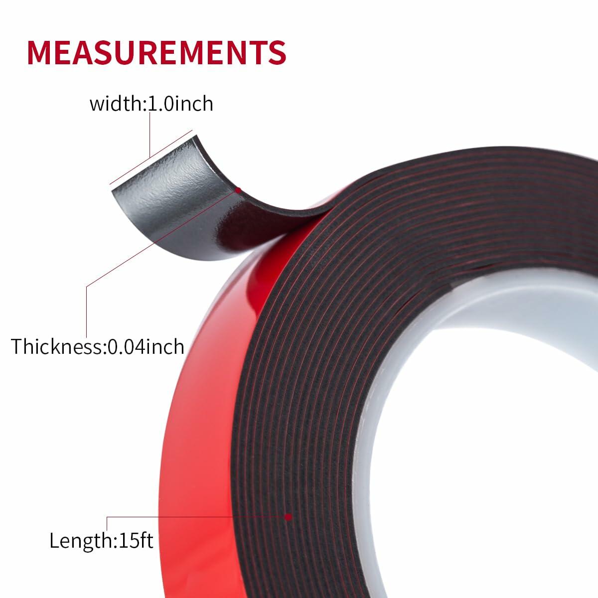 GOALDAY Double Sided Heavy Duty Mounting Tape Black 1.1mm×0.78in×16.5ft