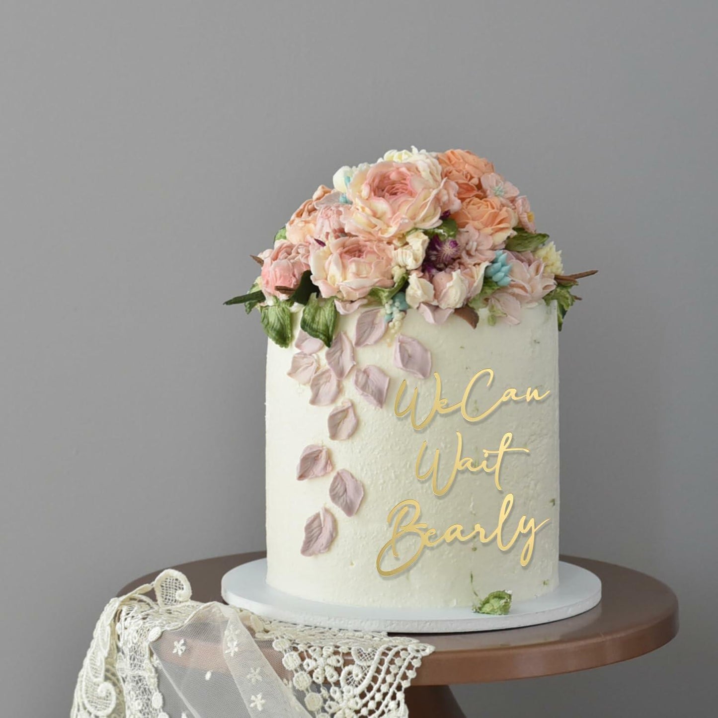 We Can Bearly Wait Gold Acrylic Cake Charm Baby Shower Gender Reveal