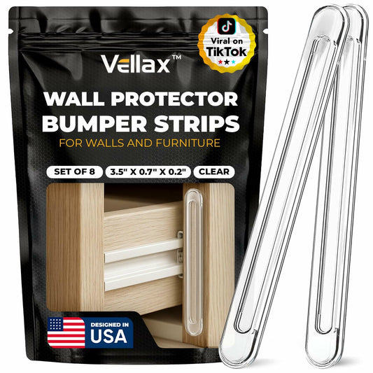 Vellax Clear Silicone Wall Protector Strips 3.5x0.7x0.2in 8 Count