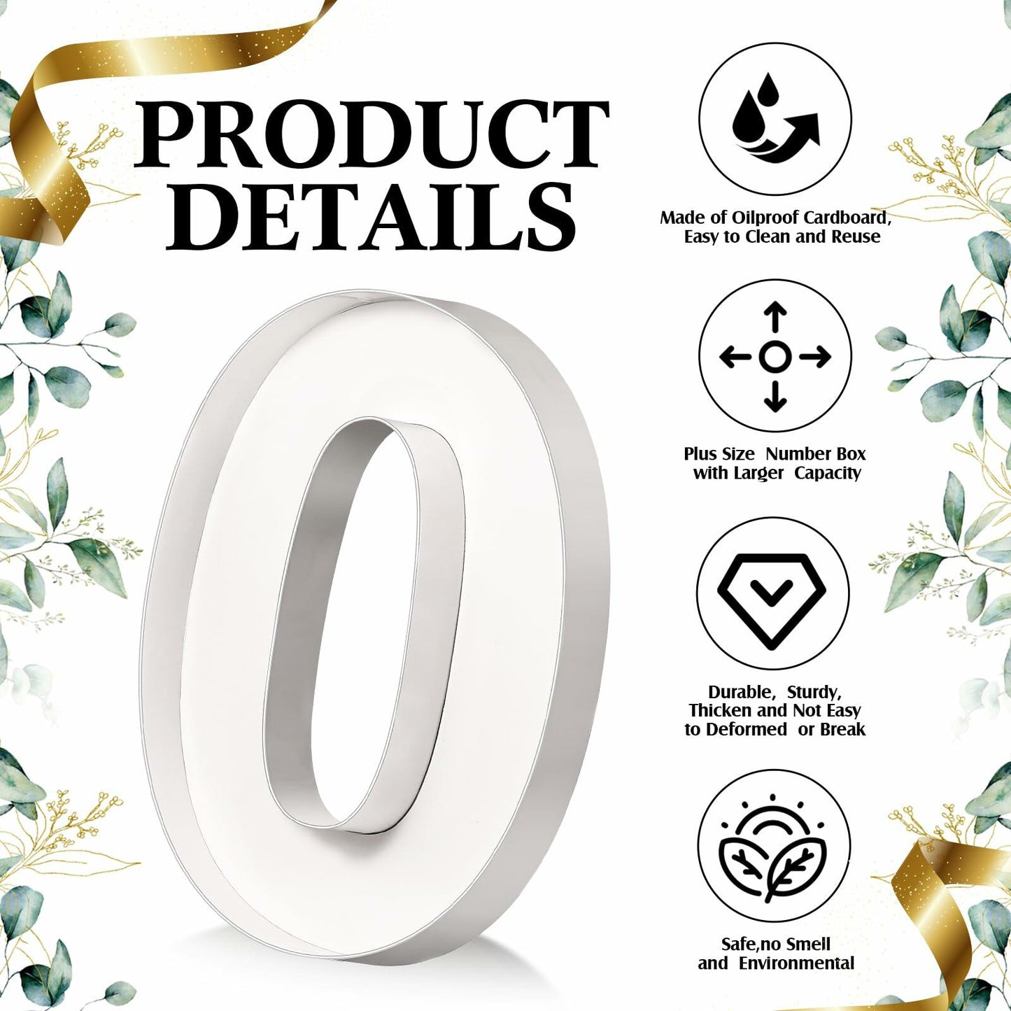 Mifoci 13.7" Cardboard Number 0 Photo Booth Prop White Birthday