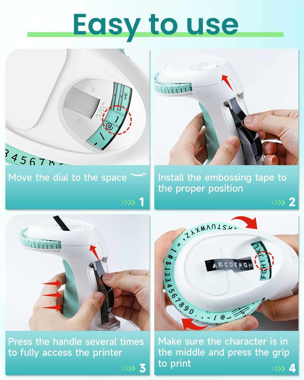 Label KINGDOM Pink Omega S Embossing Label Maker with 10 Rolls Tape