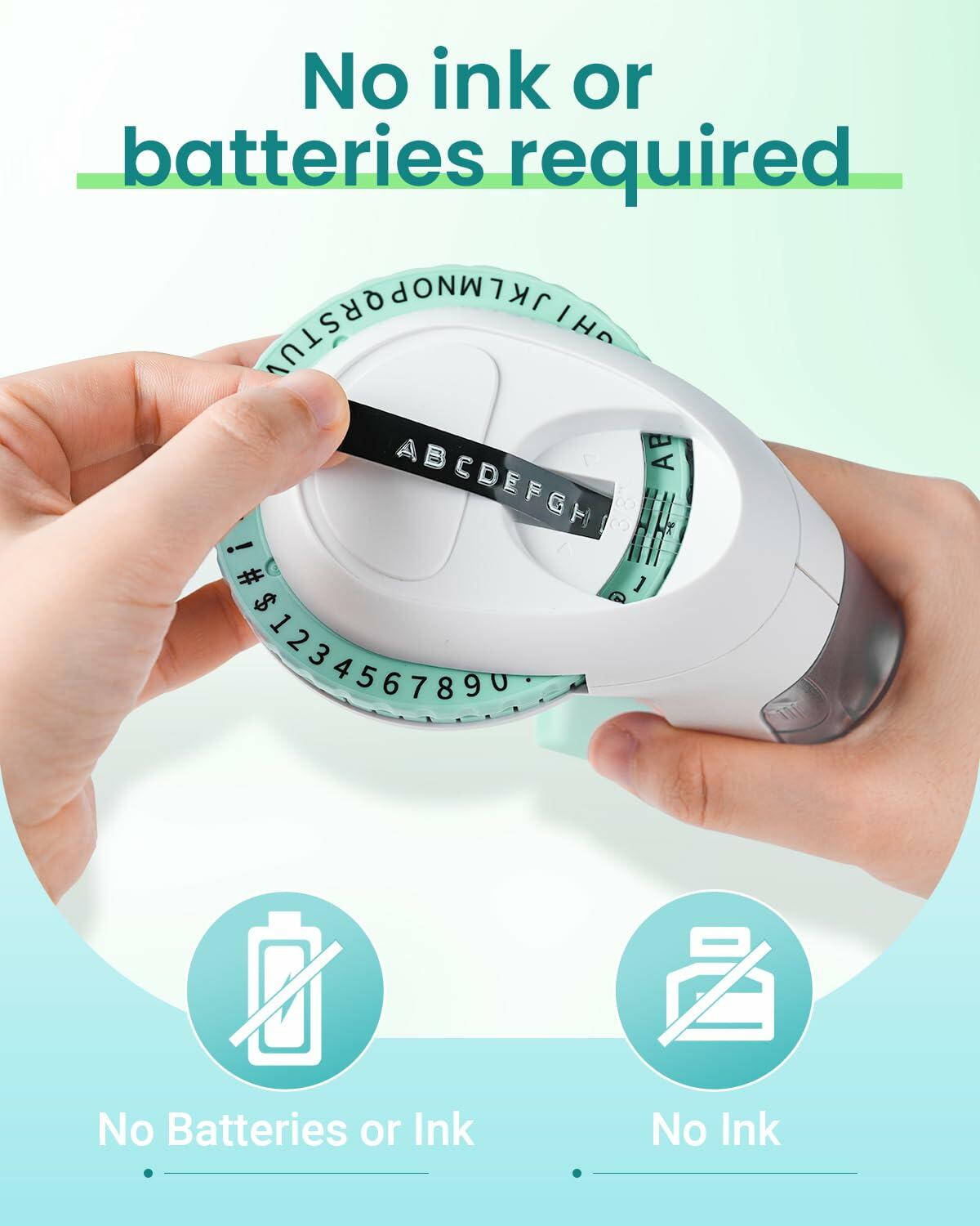 Label KINGDOM Pink Omega S Embossing Label Maker with 10 Rolls Tape