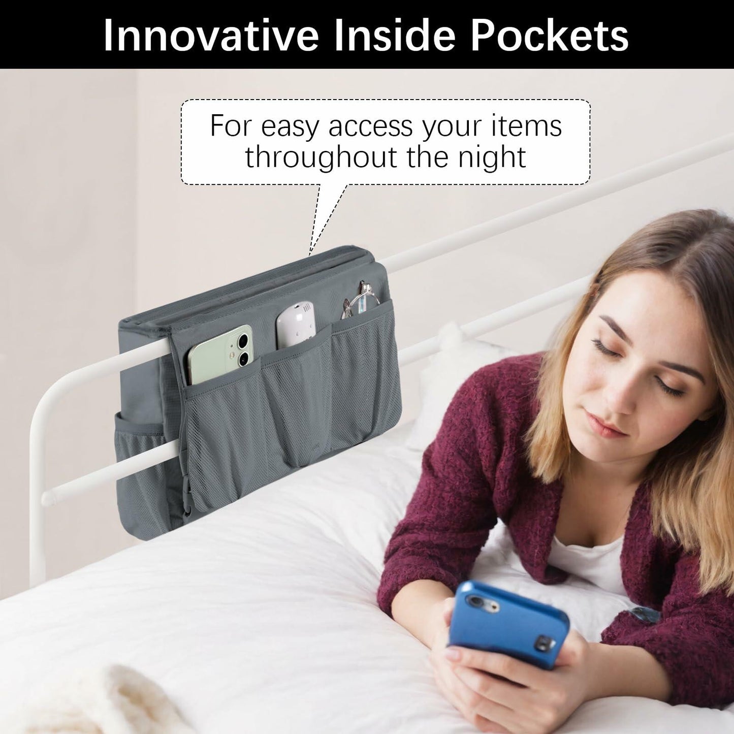 WOMACO Bunk Loft Bed Side Caddy 12 Compartments Lake Green Medium