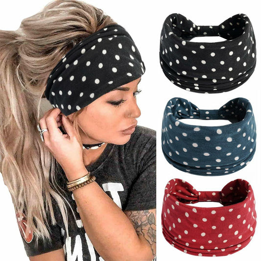 K-Elewon Women Wide Elastic Head Wrap Headband Sports Yoga 3 Pack A32