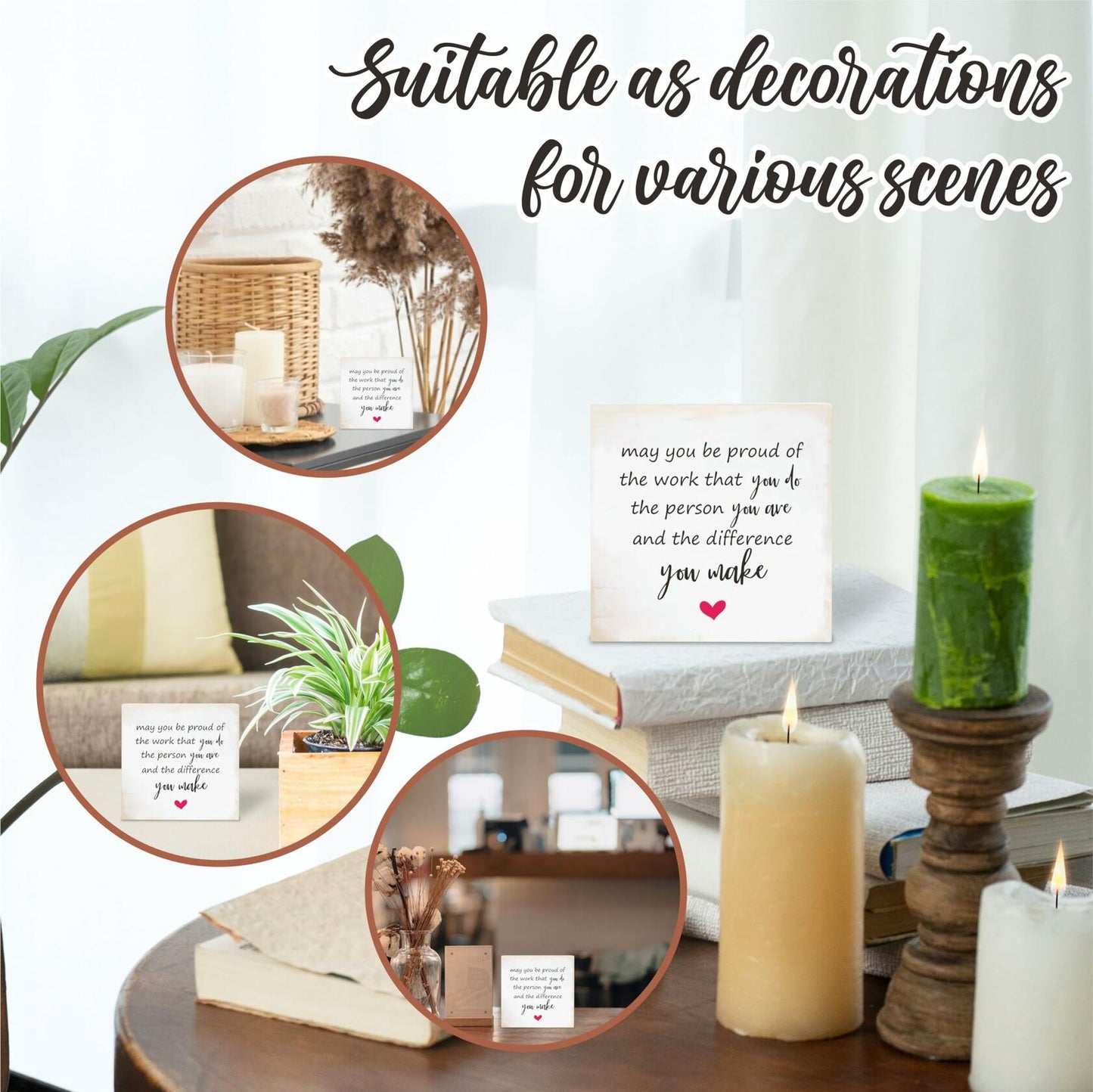 4"x4" Natural Pine Wood Plaque - Inspirational Rustic Home & Office Decor