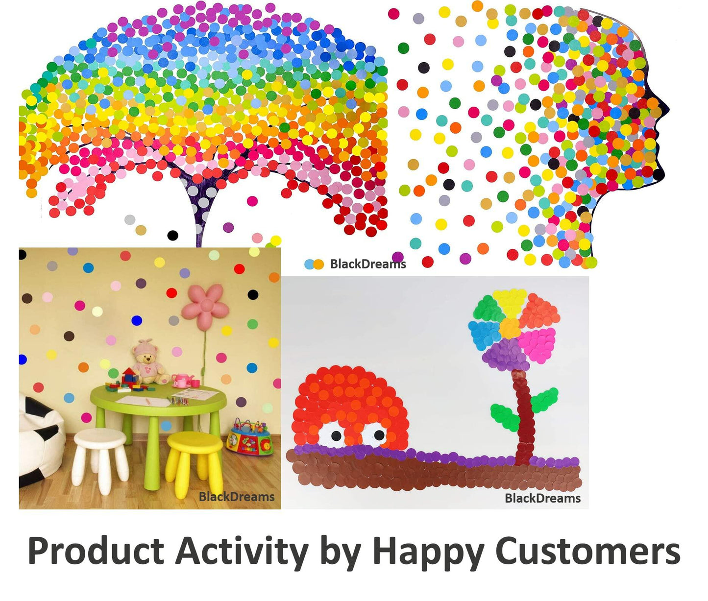 BlackDreams 2000pcs 12mm Round Dots Stickers Self-Adhesive Labels Mix