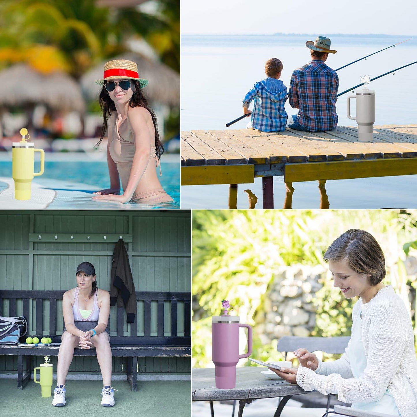 9PCS Stanley Cup Accessories Set Spill Stopper Straw Cover Boot Citron