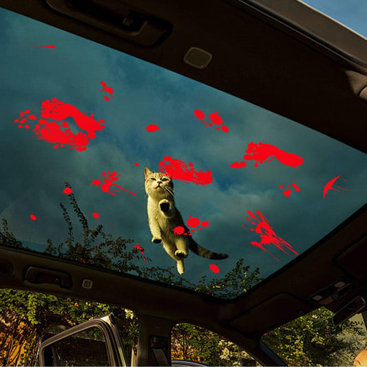 Oeyliz Halloween Window Stickers Bloody Hand & Footprint 9 Sheets Decor