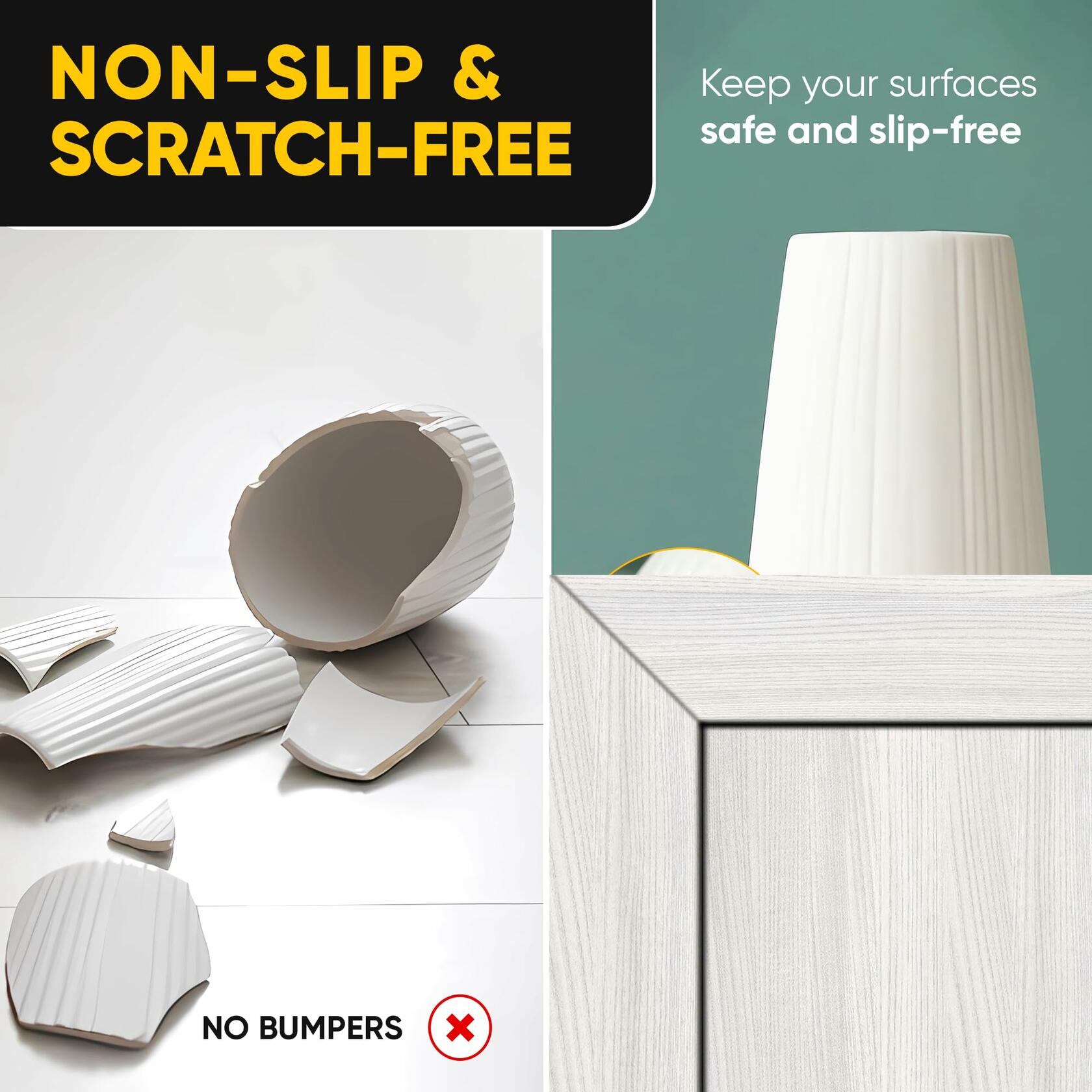 Vellax Clear Silicone Wall Protector Strips 3.5x0.7x0.2in 8 Count