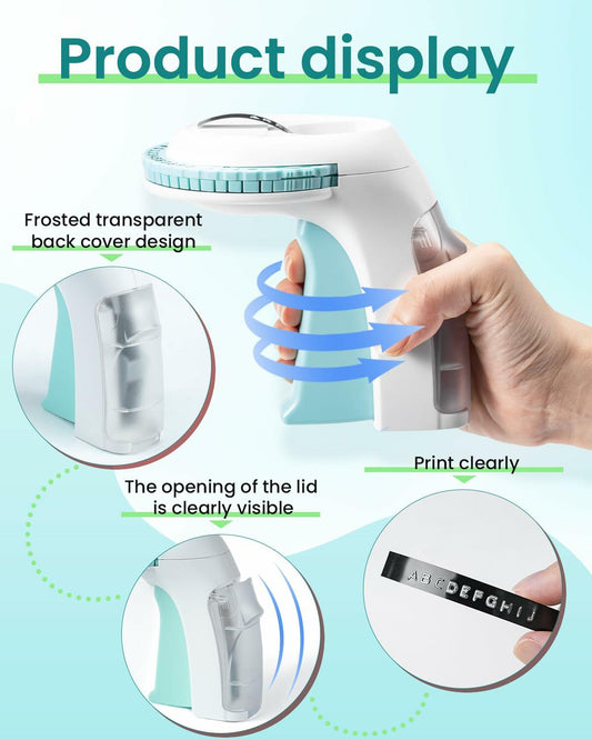 Label KINGDOM Pink Omega S Embossing Label Maker with 10 Rolls Tape