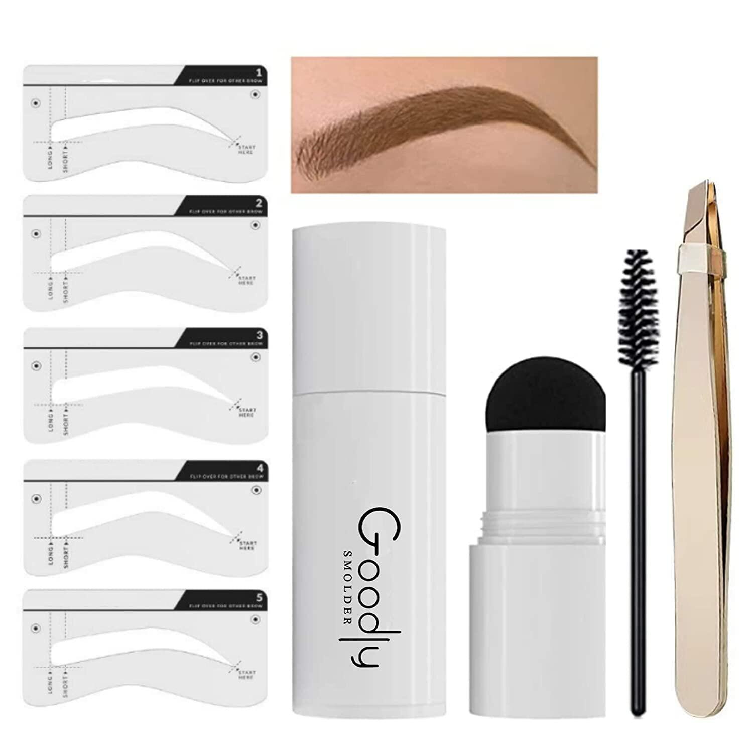 EGLD GOODLY Eyebrow Stamp Kit w/ Tweezer Waterproof Long-Lasting Nearly Black