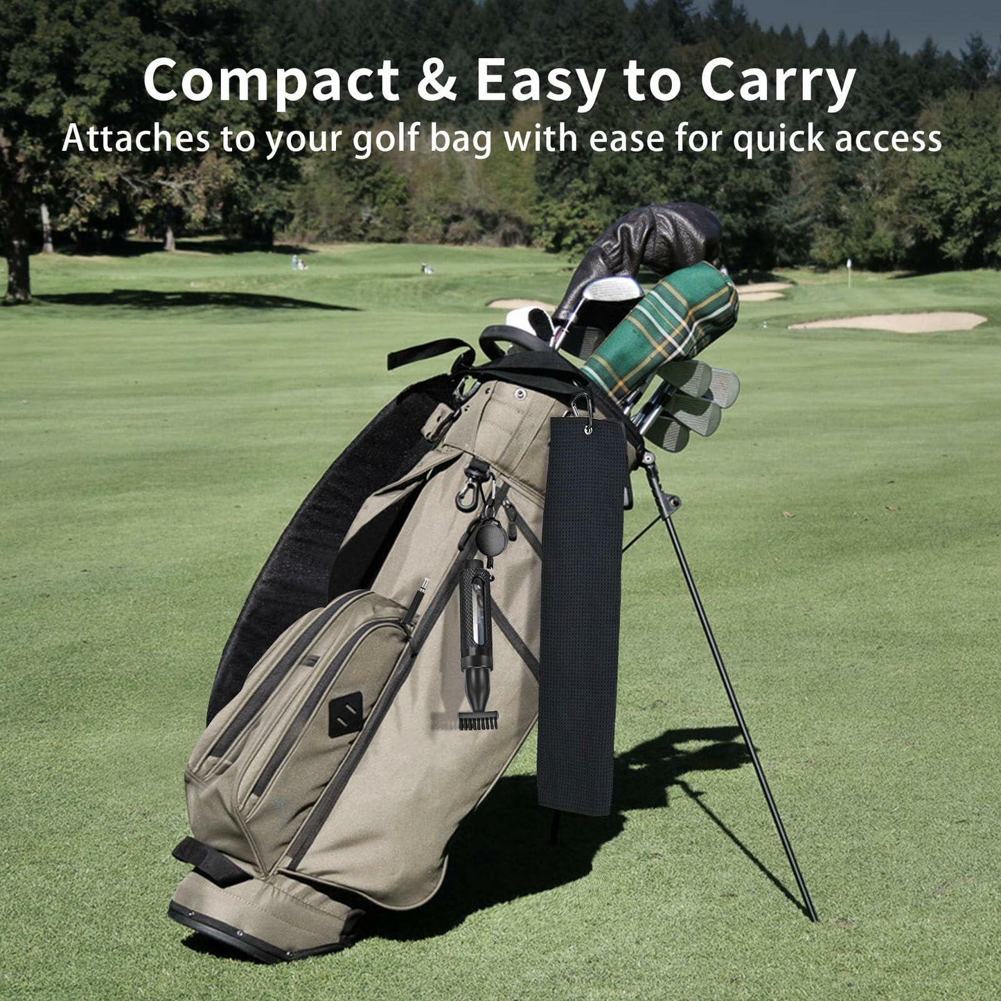 Wynaura Pro Golf Club Cleaner Brush Set with Groove Sharpener & Towel Black