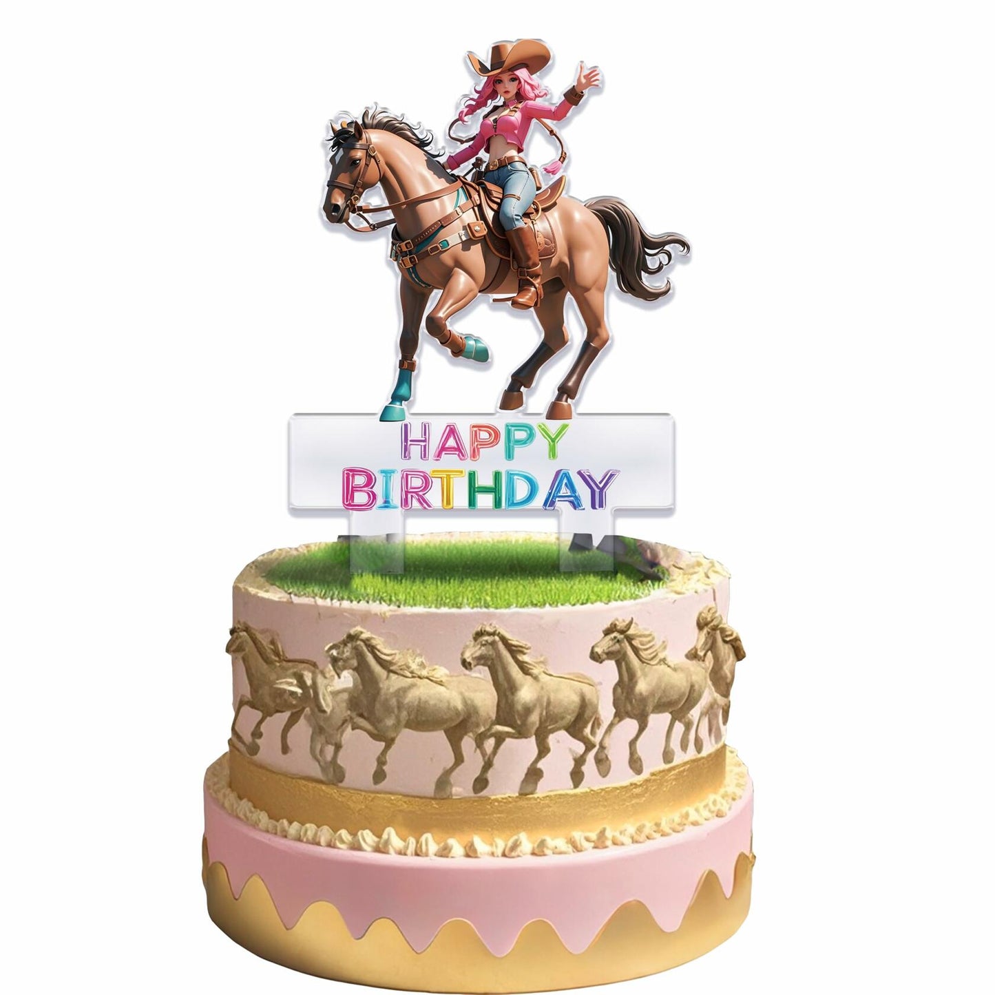 Palegg Cowgirl Cake Topper Western Party Supplies Brown Orange Red Acrylic