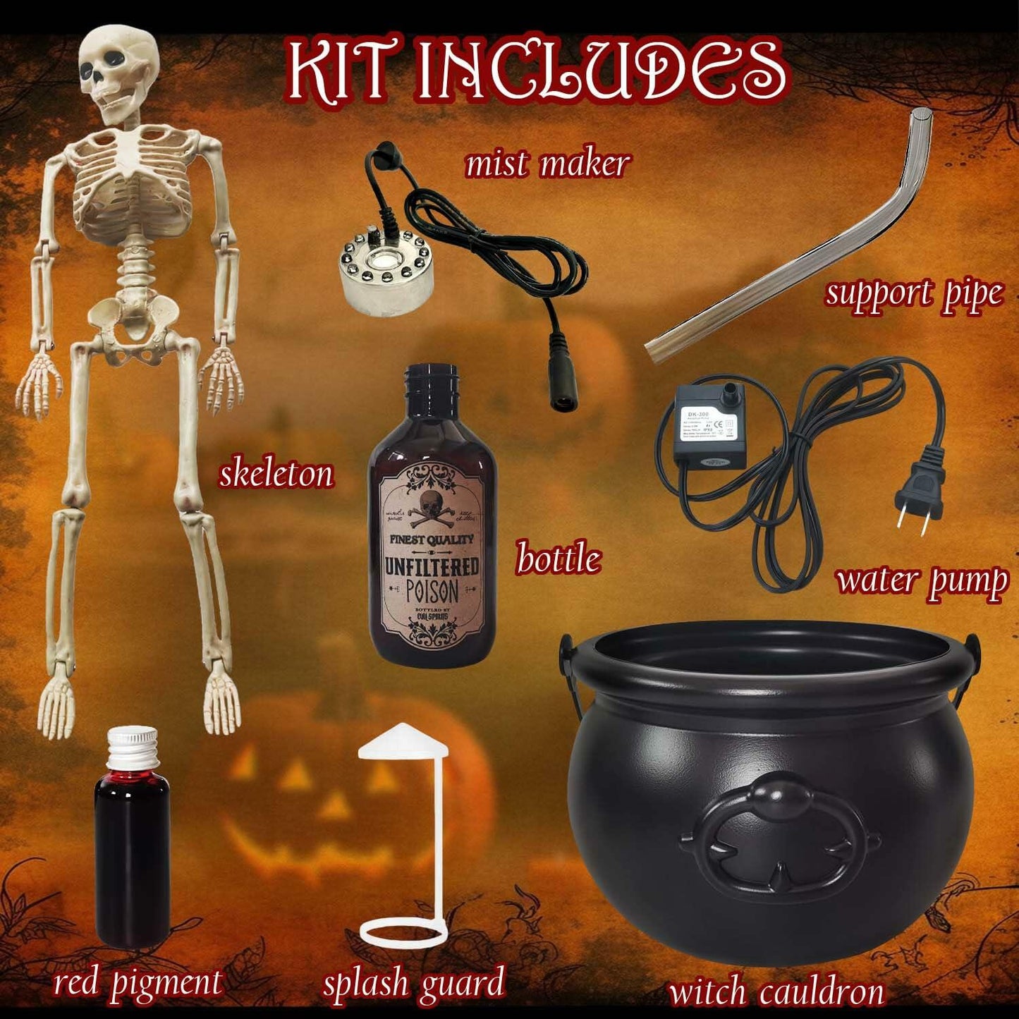 UPLAVIE Ultrasonic Mist Maker Fogger Halloween Decoration Black Cauldron