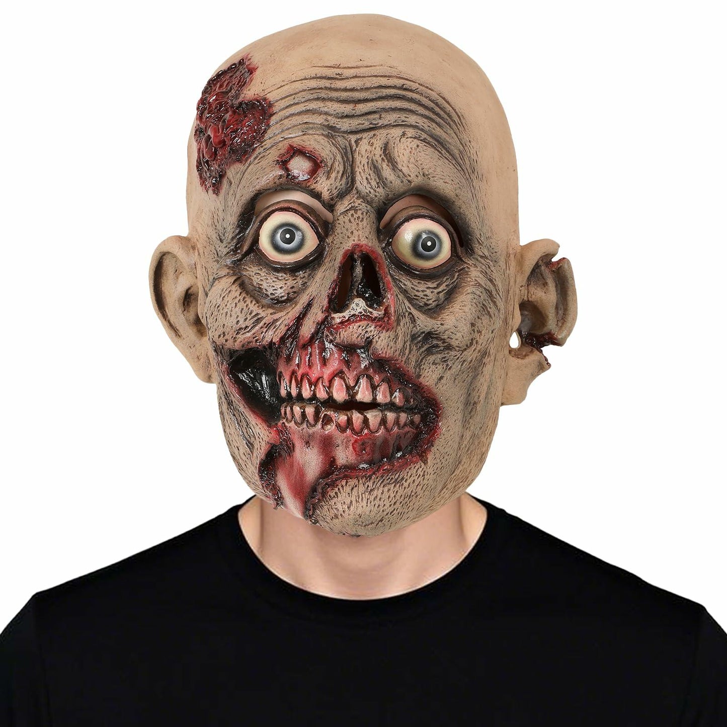 WEFONLLICOS Scary Zombie Latex Mask Halloween Horror Adult Men Beige One Size