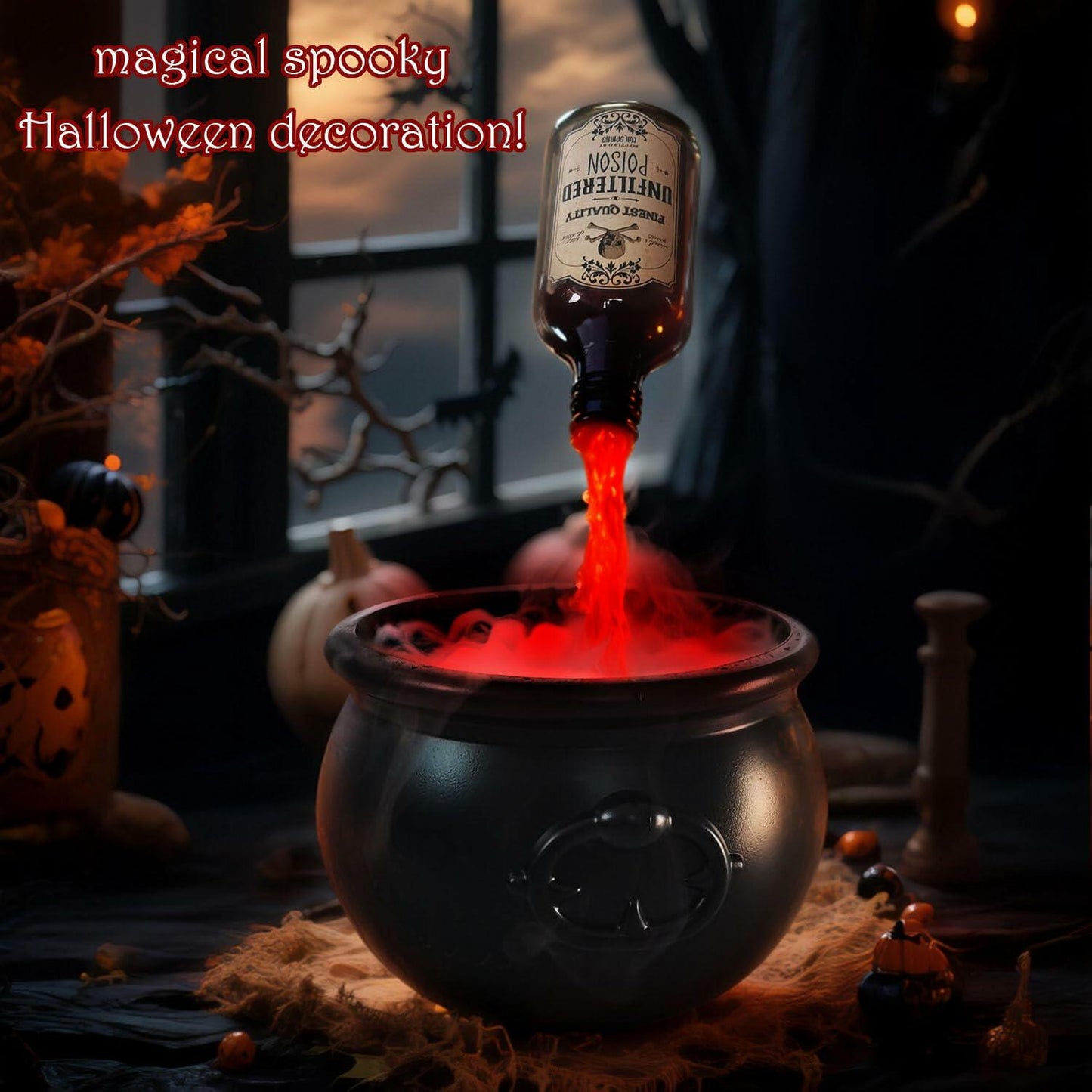 UPLAVIE Ultrasonic Mist Maker Fogger Halloween Decoration Black Cauldron