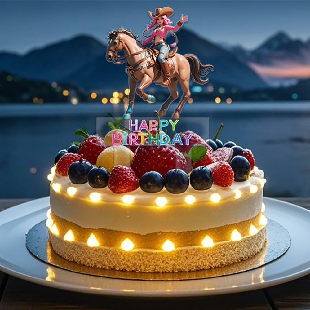 Palegg Cowgirl Cake Topper Western Party Supplies Brown Orange Red Acrylic