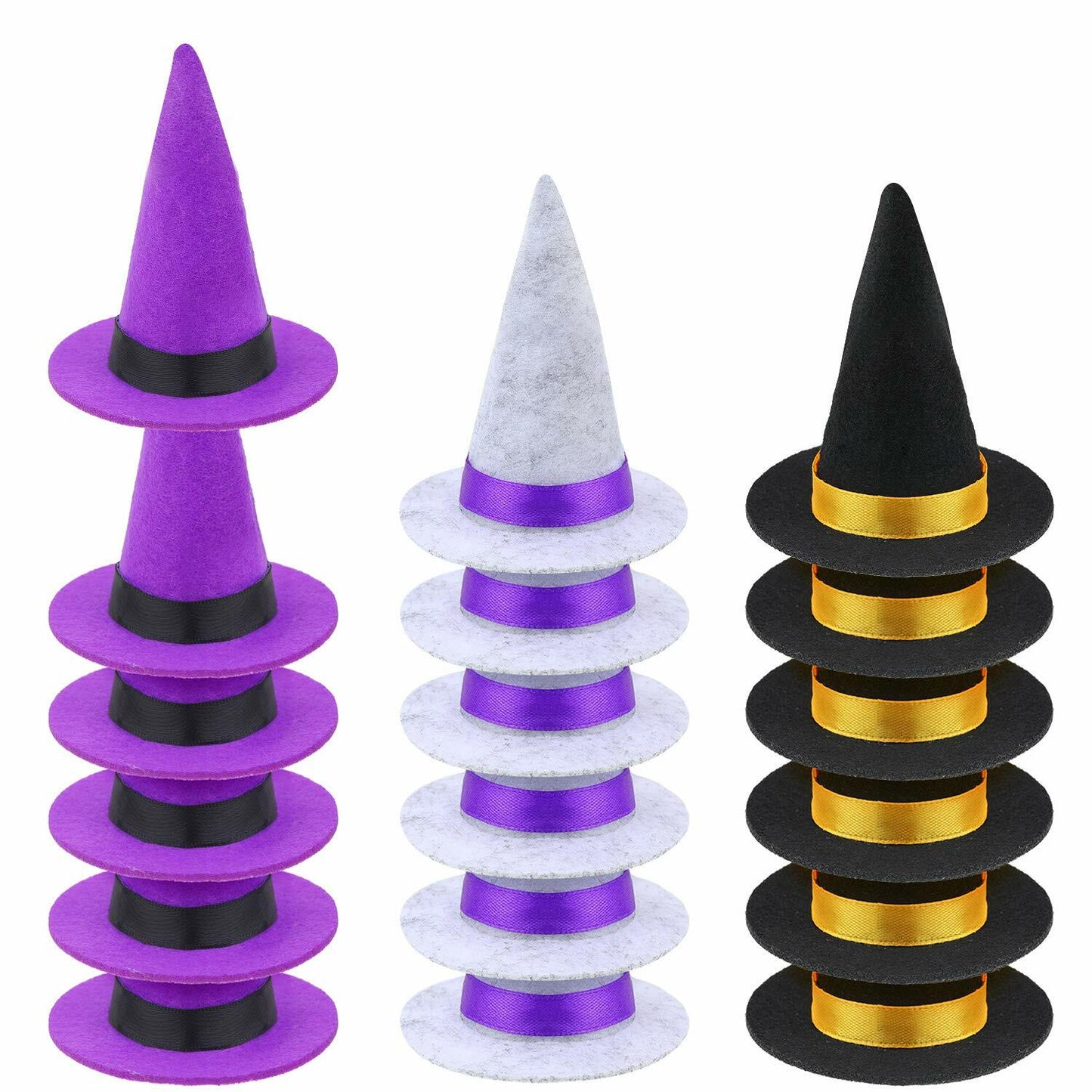 Geyoga 18pcs Halloween Mini Witch Hats Colorful Small Felt Party Decor