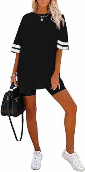 Remidoo Womens Oversized Baseball Tshirt Crewneck Black Size XXL