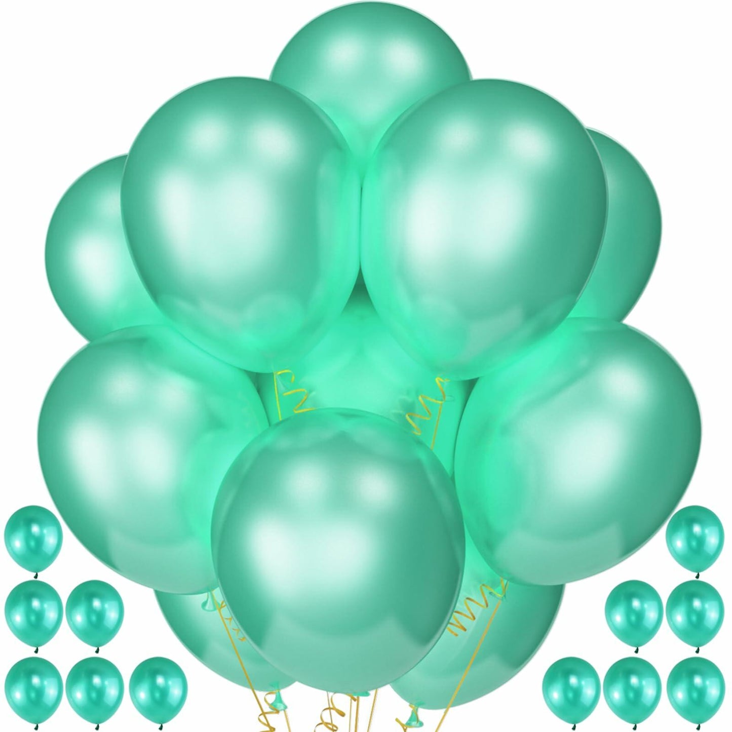 QIKOOLAA Pearl Green 12in Latex Balloons 120 Pack Green Christmas Party