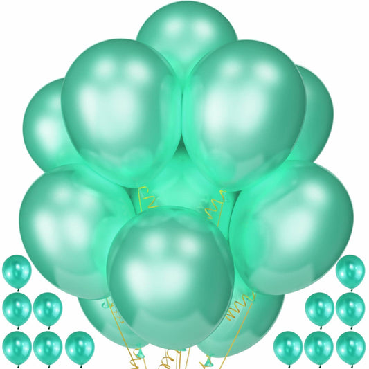 QIKOOLAA Pearl Green 12in Latex Balloons 120 Pack Green Christmas Party