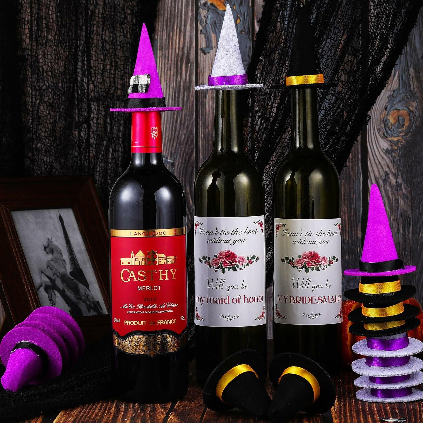 Geyoga 18pcs Halloween Mini Witch Hats Colorful Small Felt Party Decor