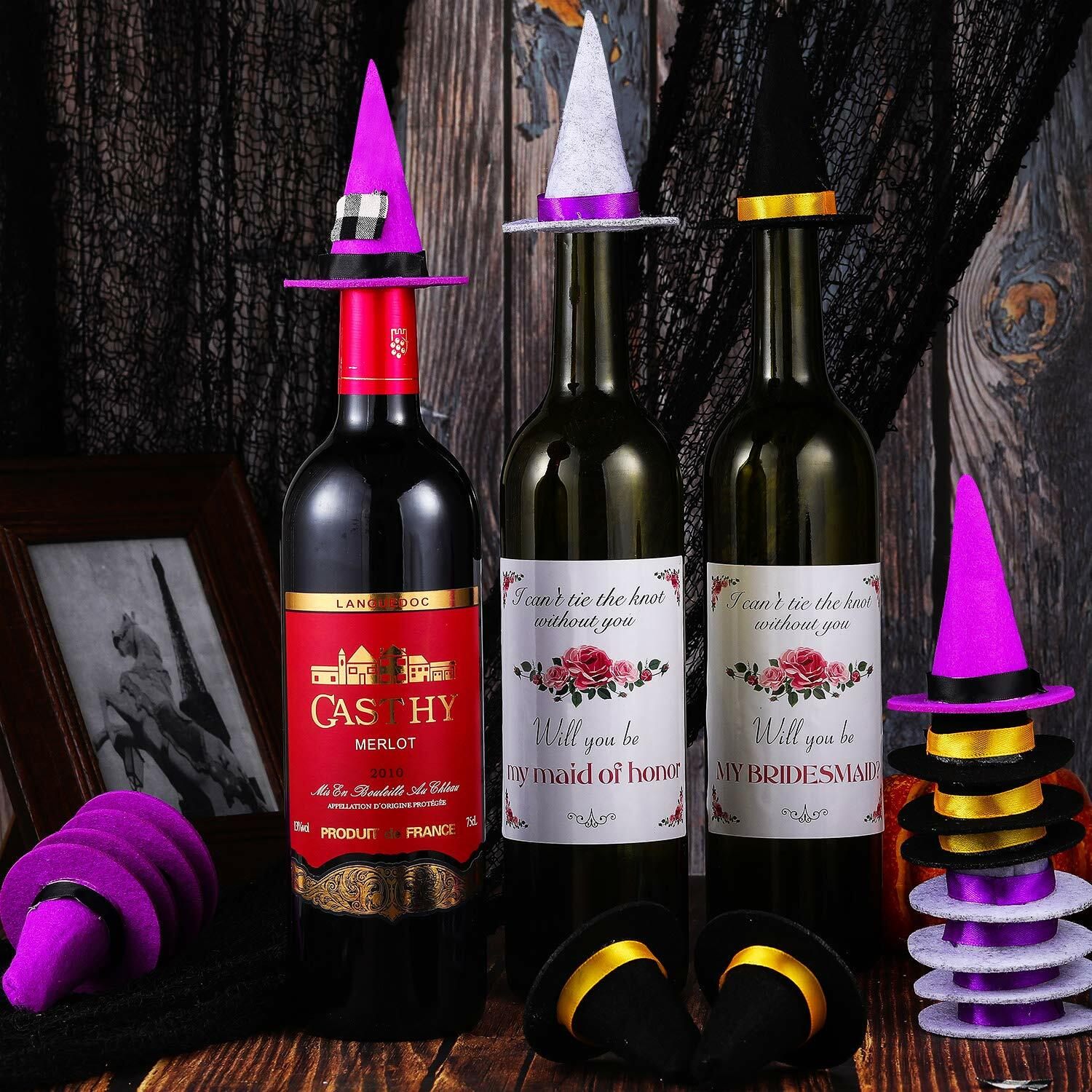 Geyoga 18pcs Halloween Mini Witch Hats Colorful Small Felt Party Decor