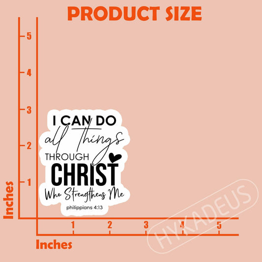 HYKADEUS I Can Do All Things Christian Bible Verse Stickers 3x2.5in 3Pc