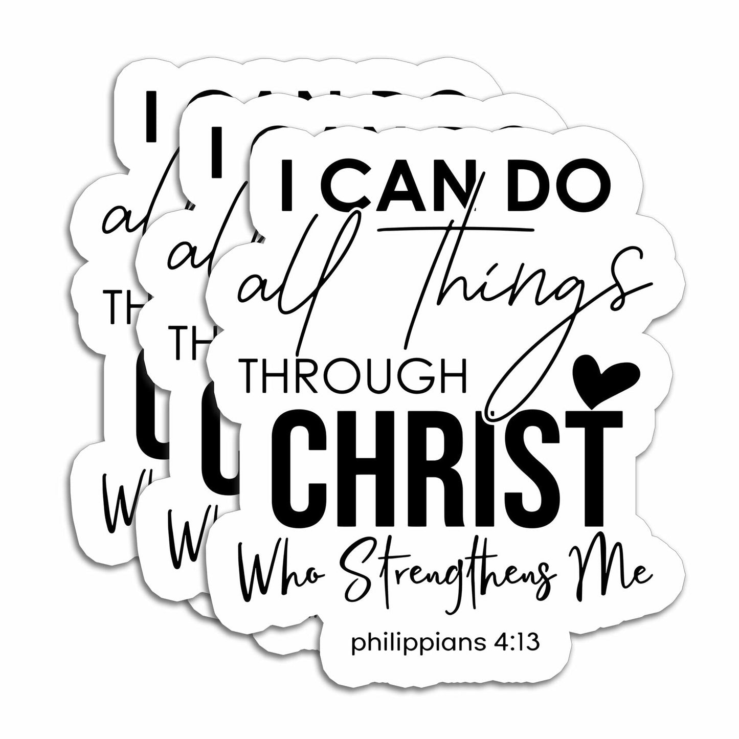HYKADEUS I Can Do All Things Christian Bible Verse Stickers 3x2.5in 3Pc