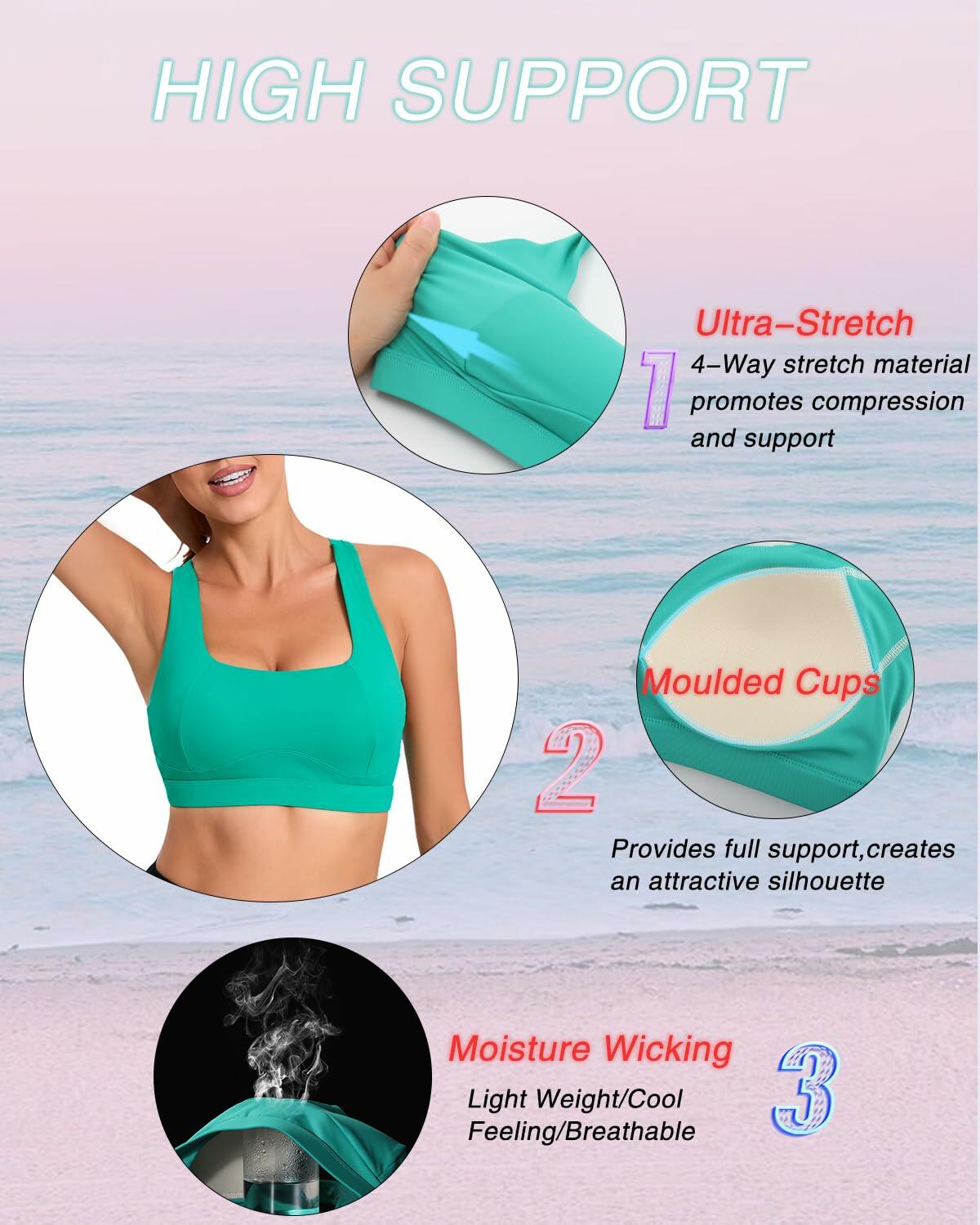 RUNNING GIRL Sports Bra Women High Support Racerback Workout Crop Top XL