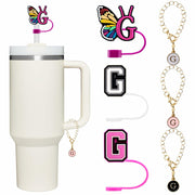 Stanley Cup Straw Covers 3-Pack with Personalized Initial Charms 30&40oz