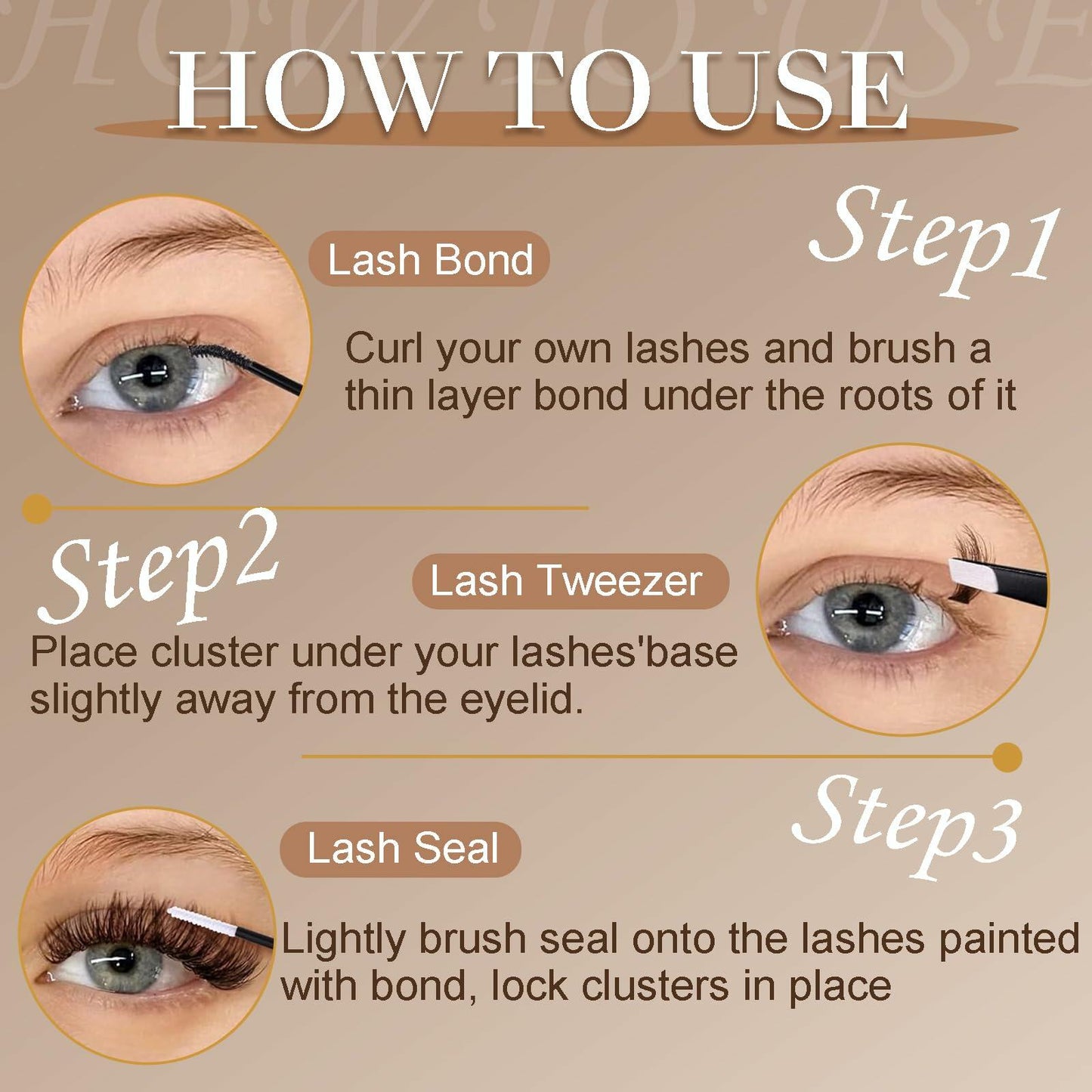 FOINEMYED Brown Lash Clusters 10-20mm 154PCS Fluffy Individual False Lashes