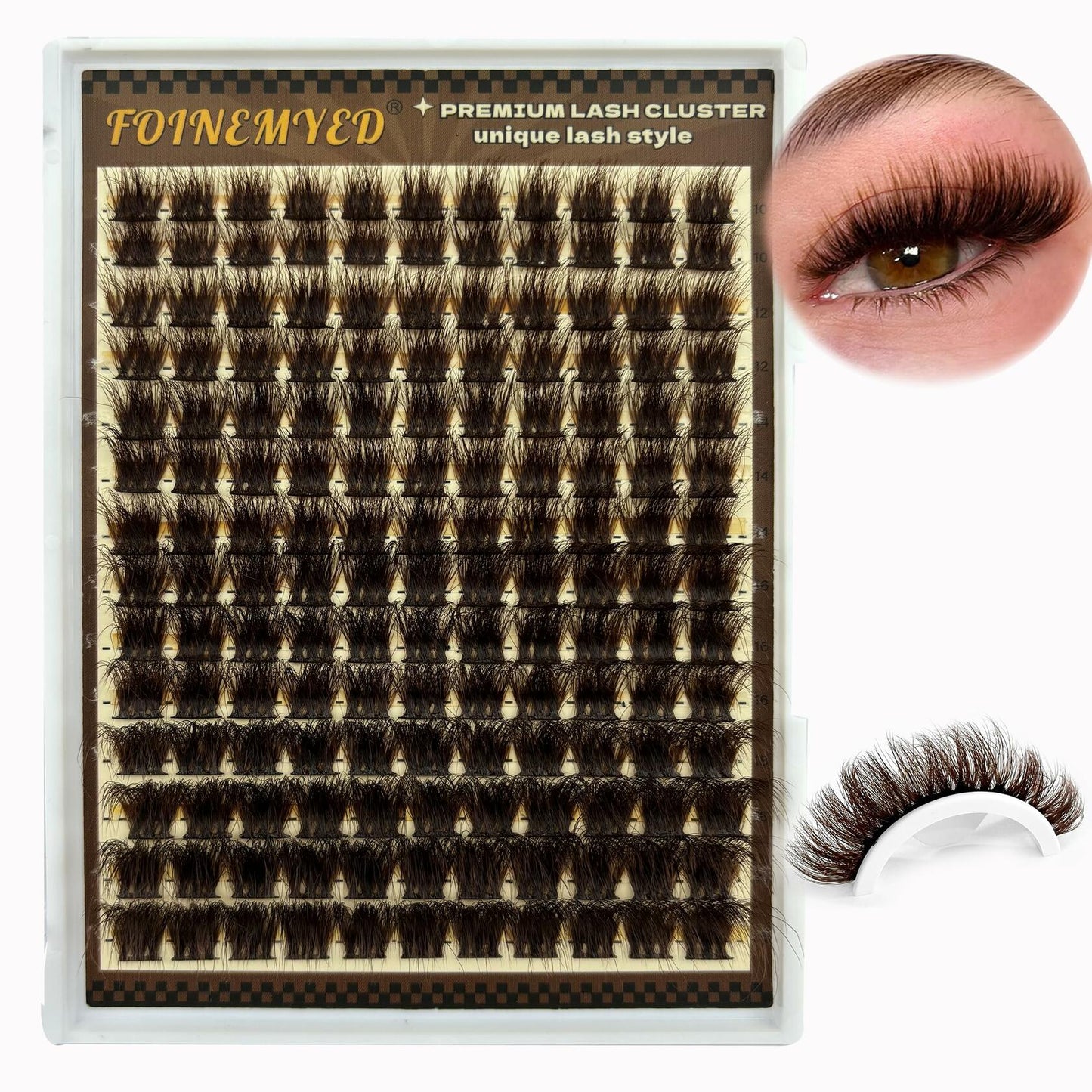FOINEMYED Brown Lash Clusters 10-20mm 154PCS Fluffy Individual False Lashes