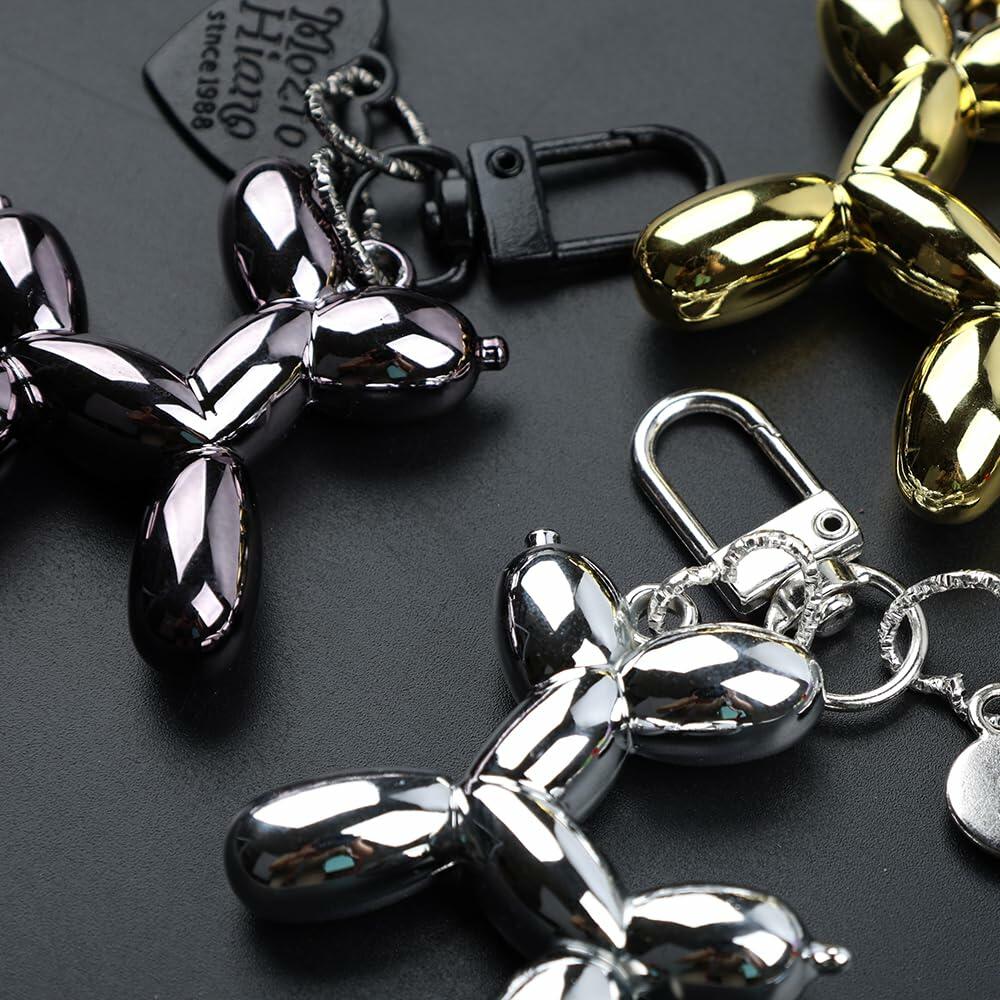 QIKAIDE 3-Pack Jelly Balloon Dog Keychain for Women Handbag & Car Keys