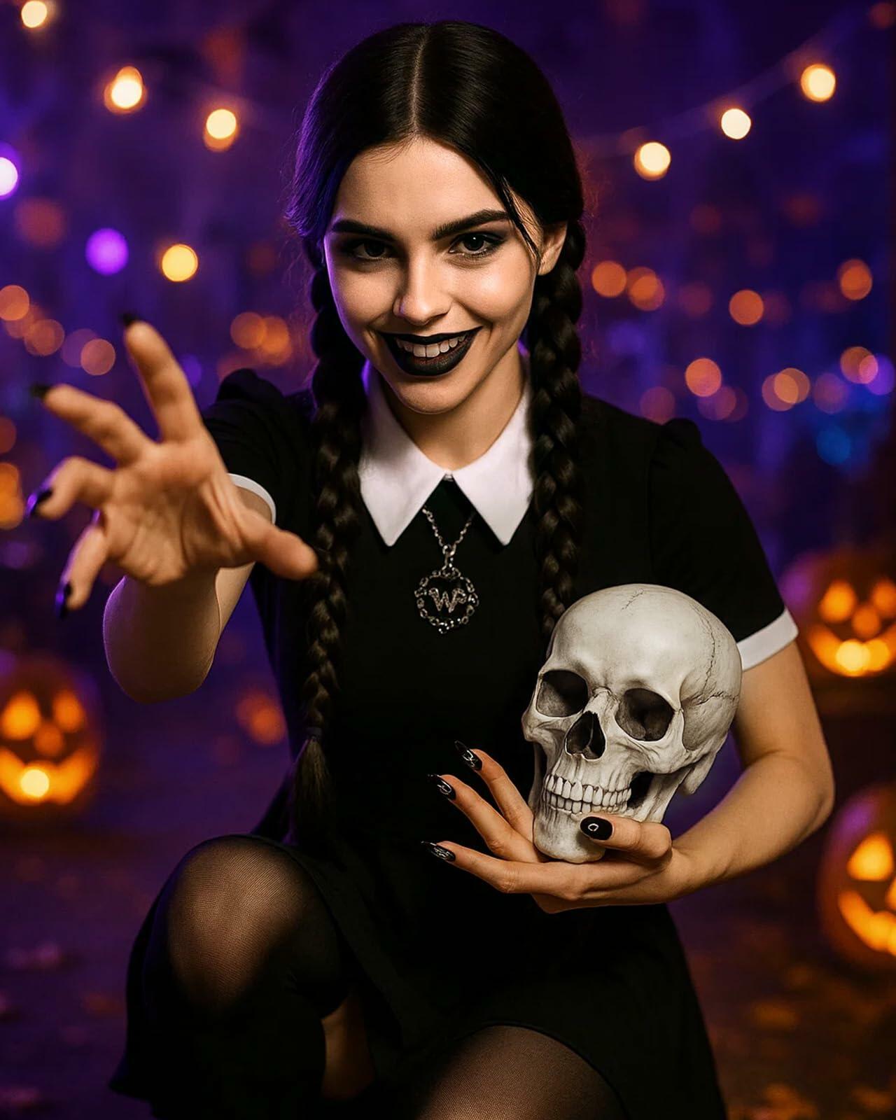 Swooflia 5PCS Women’s Halloween Costume Accessories Set Skull Necklace