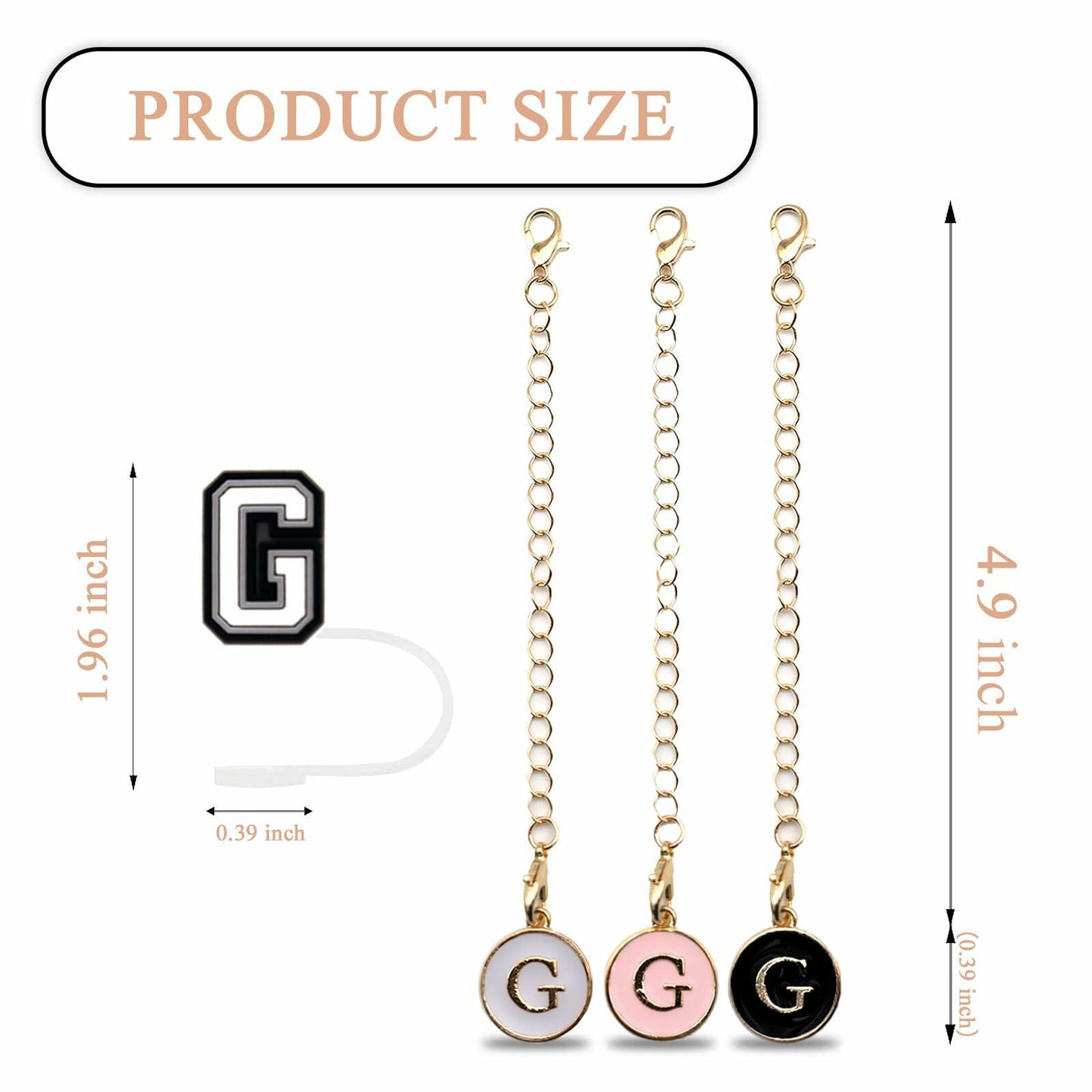 Stanley Cup Straw Covers 3-Pack with Personalized Initial Charms 30&40oz