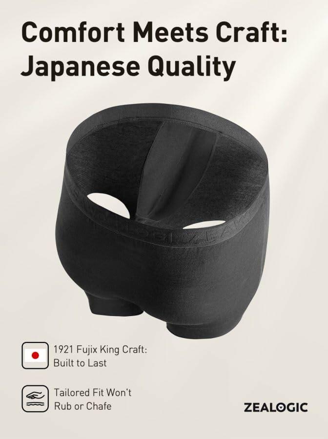 ZeaLogic Men’s Merino Wool Boxer Briefs Moisture Wicking Silver Gray