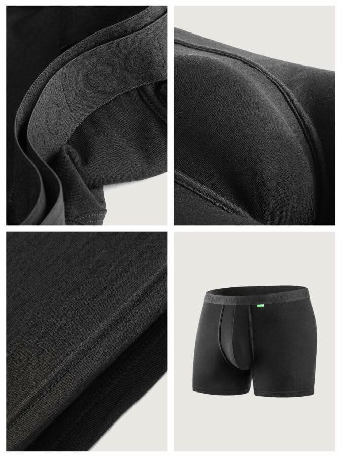 ZeaLogic Men’s Merino Wool Boxer Briefs Moisture Wicking Silver Gray