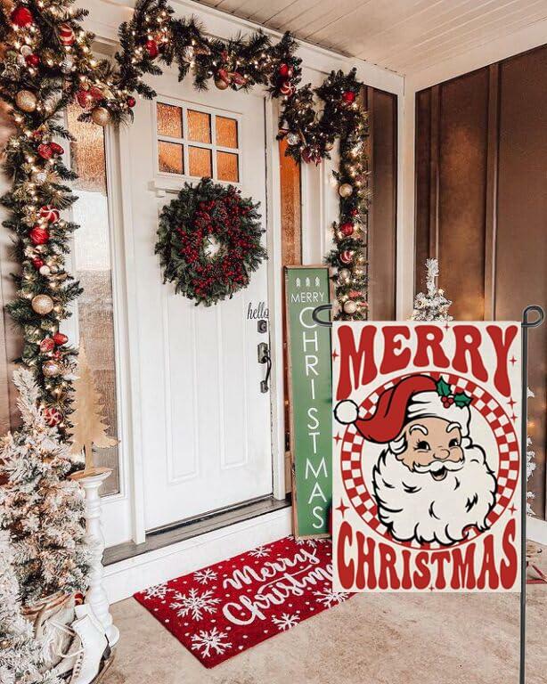 Fapulee Merry Christmas Garden Flag 12x18 Double Sided Santa Outdoor