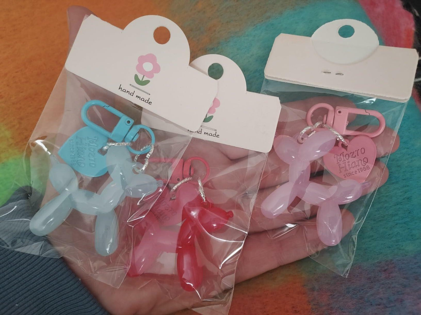 QIKAIDE 3-Pack Jelly Balloon Dog Keychain for Women Handbag & Car Keys