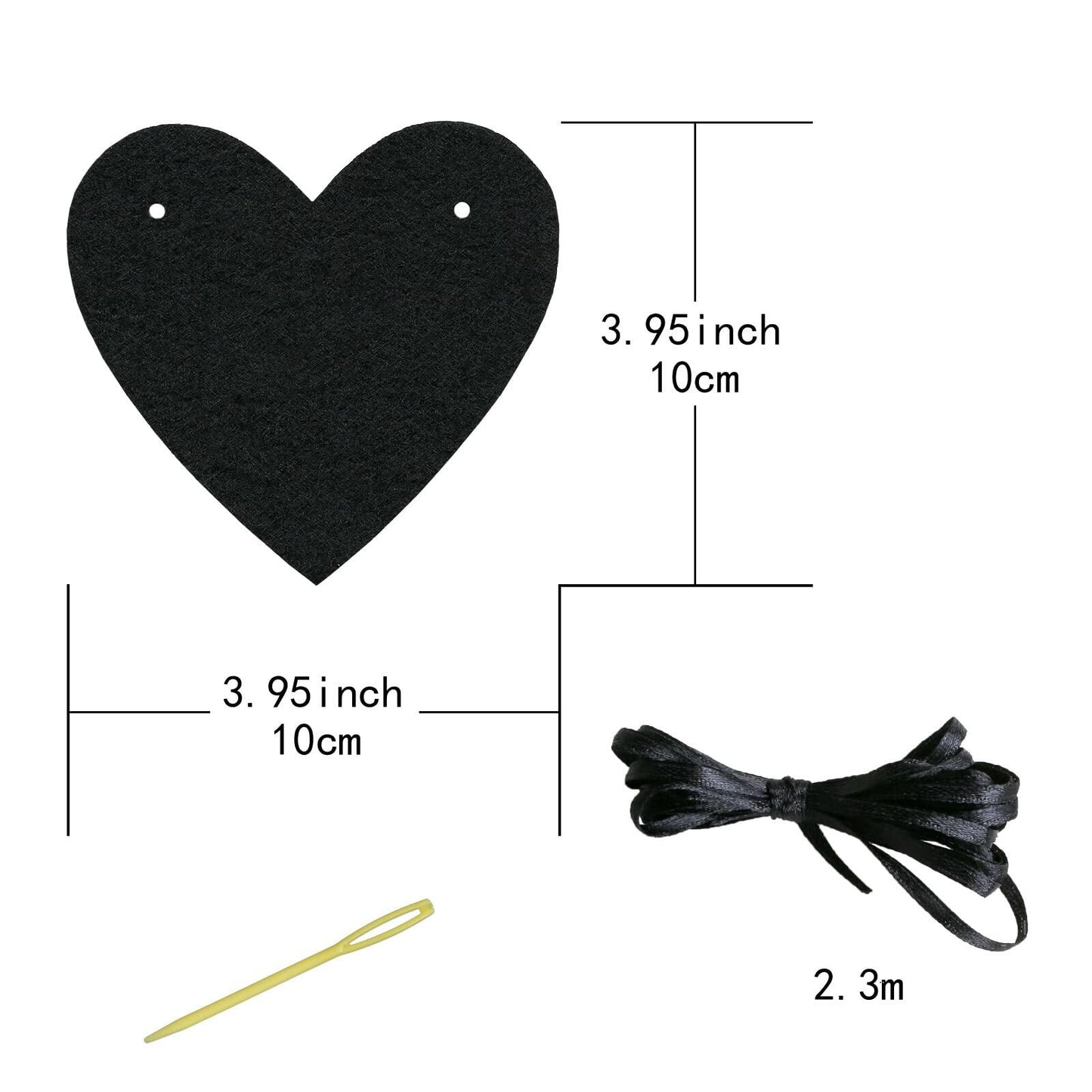 Guzon 4 Sets Black Heart Felt Banners Gothic Wedding Valentine Party Decor