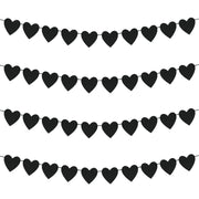 Guzon 4 Sets Black Heart Felt Banners Gothic Wedding Valentine Party Decor