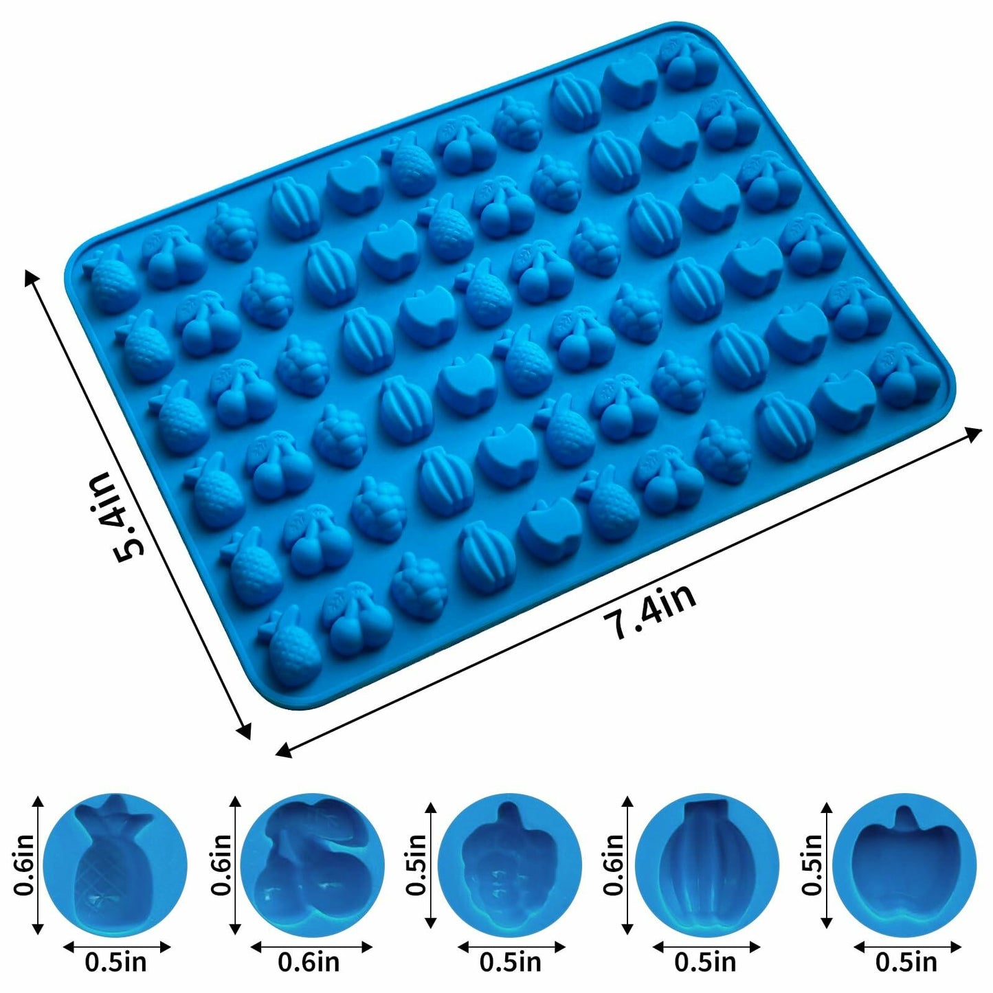 Sidosir Gummy Candy Mold Set 7PCS Silicone Nonstick Bears Dinosaur Fruit Donut