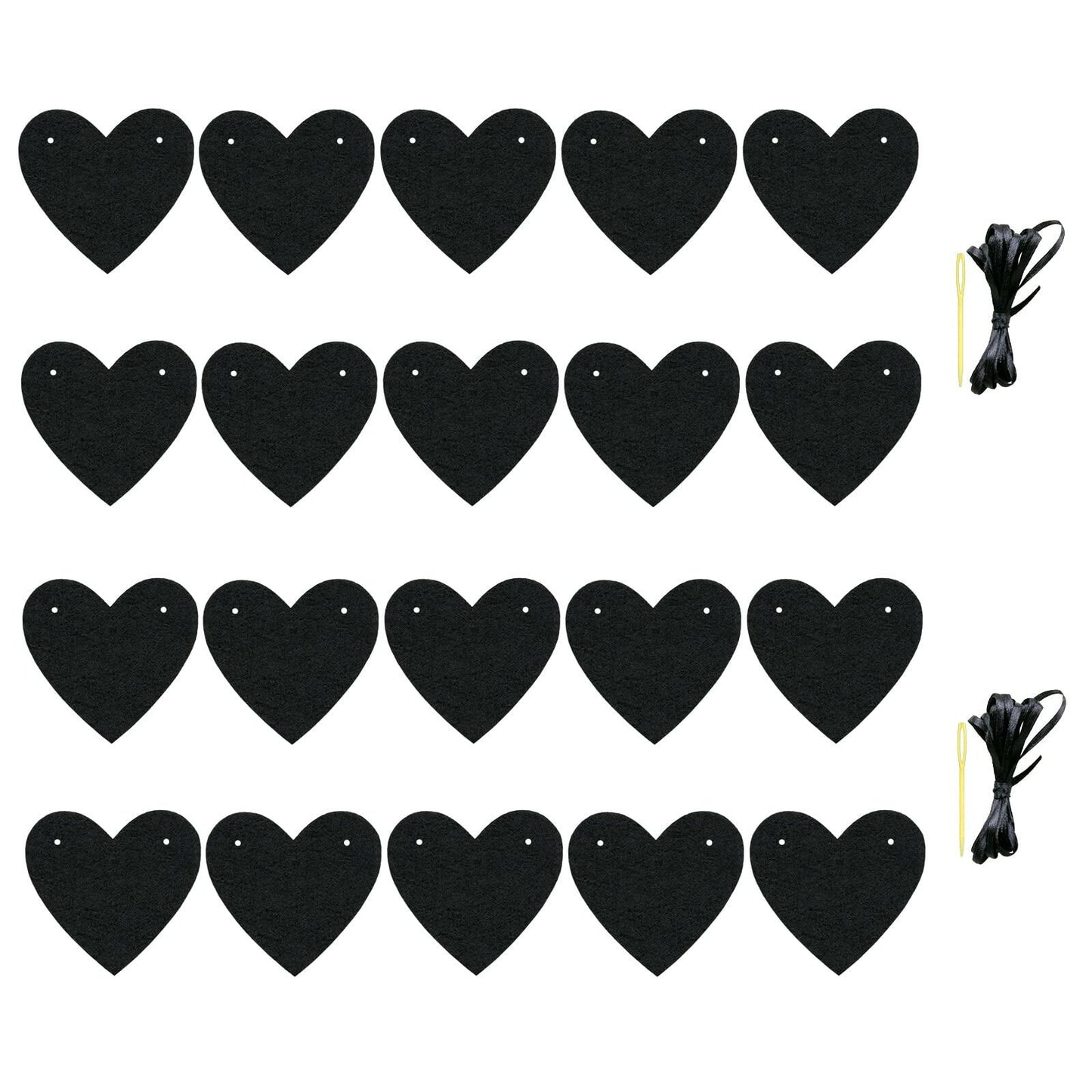 Guzon 4 Sets Black Heart Felt Banners Gothic Wedding Valentine Party Decor