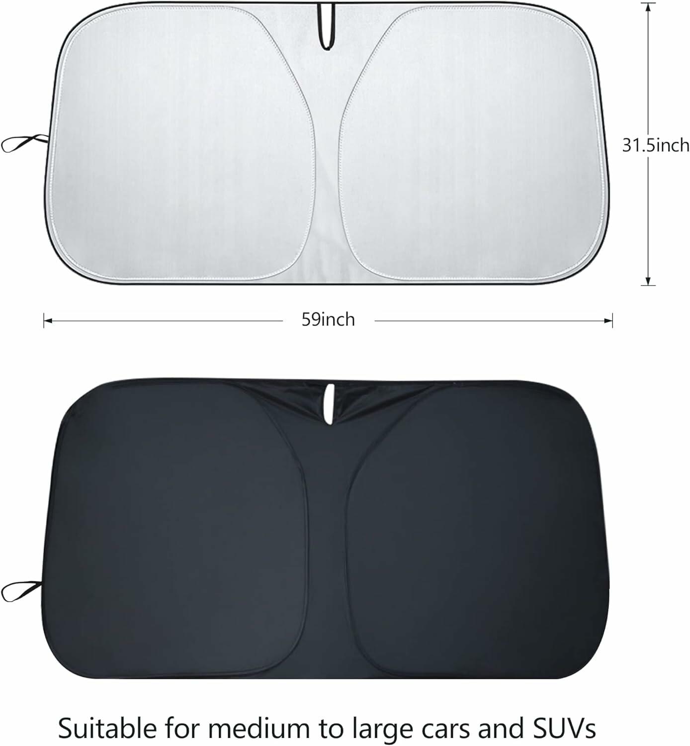 Windshield Sun Shade Front Car Sunshade Anti-Glare Visor Extender Titanium