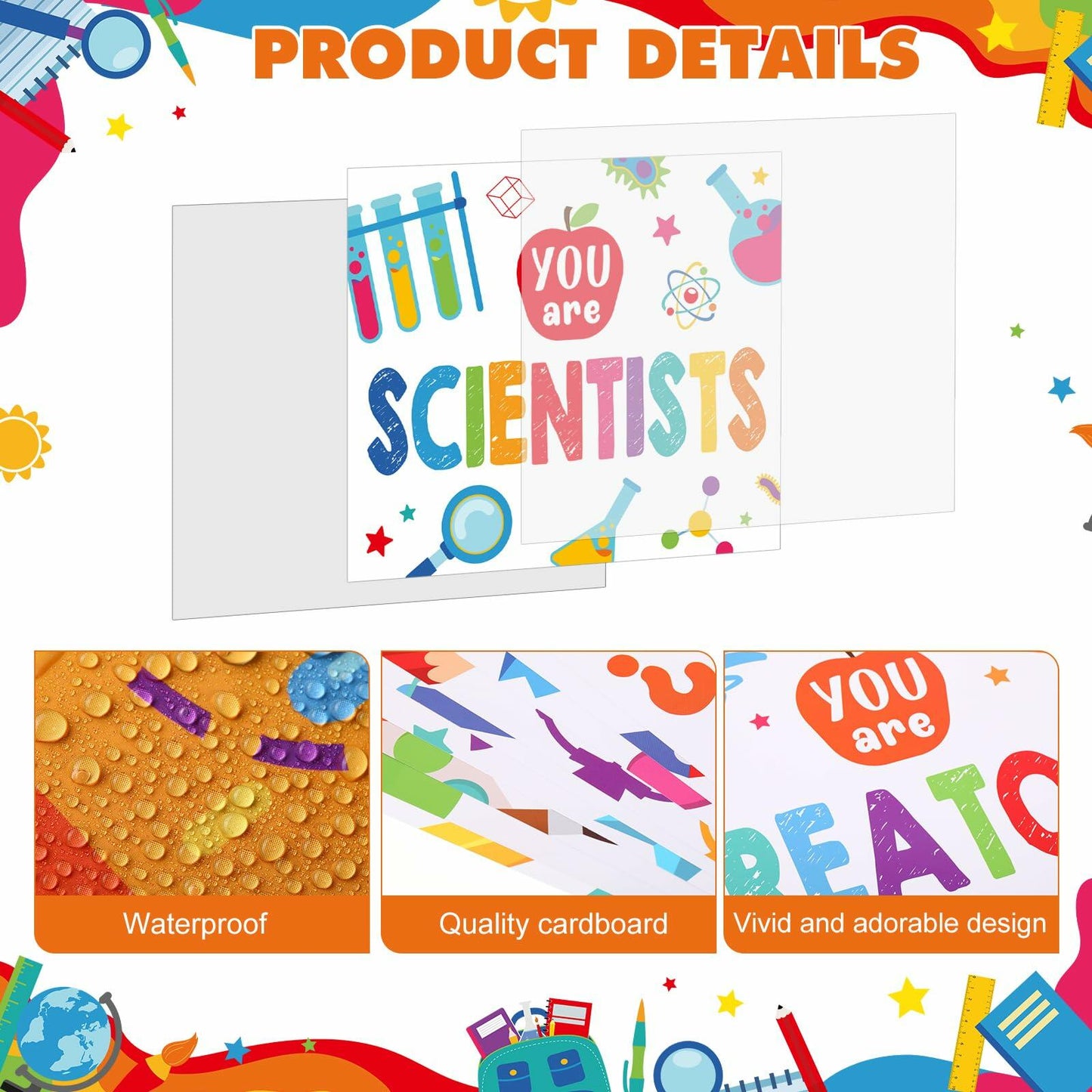 Supervitae 22pcs Motivational Posters Classroom Decor Multi Color Growth Mindset