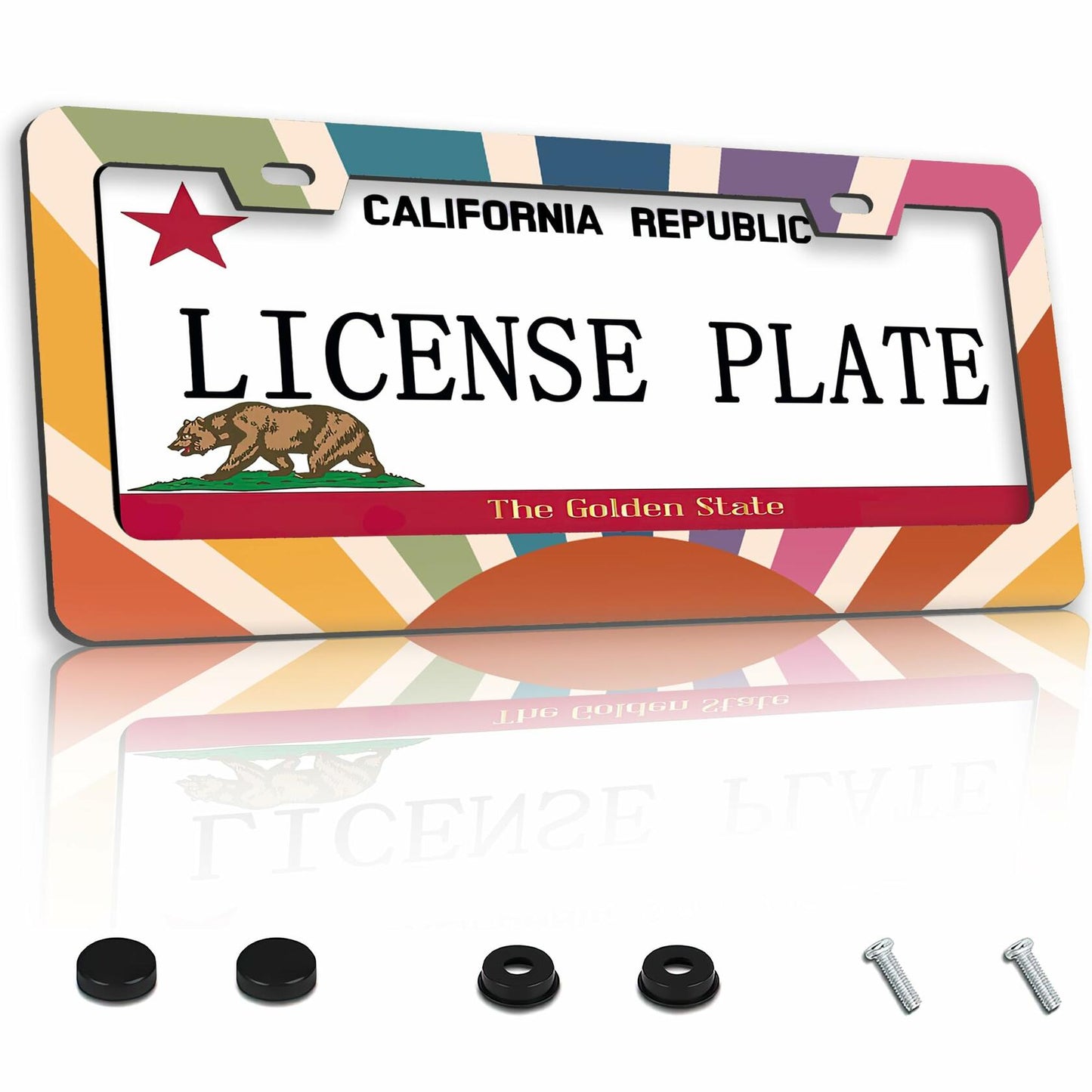 TUBAMQ Groovy Sun Aluminum License Plate Frame Rustproof US Canada Std