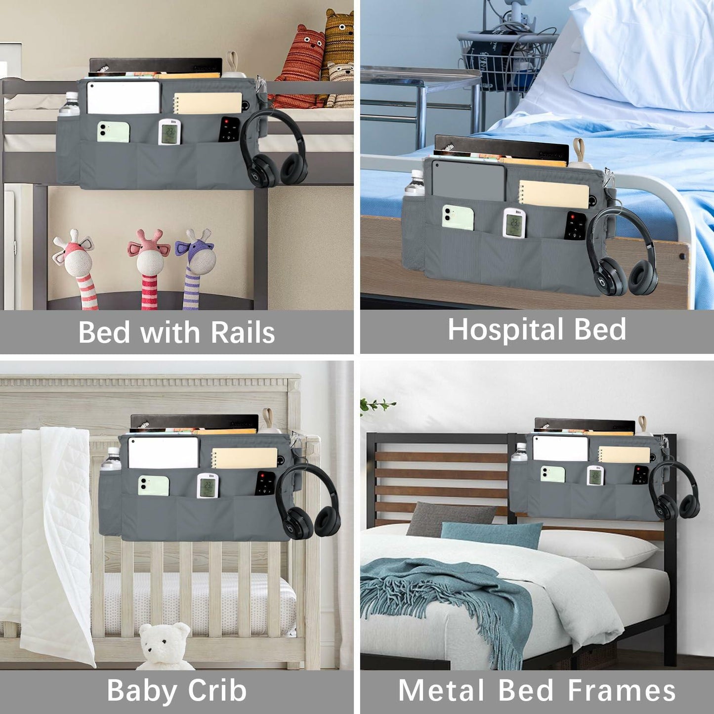 WOMACO Bunk Loft Bed Side Caddy 12 Compartments Lake Green Medium